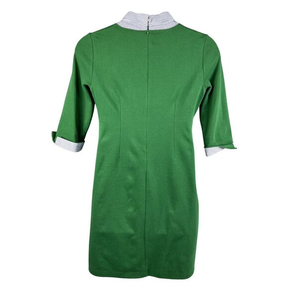 Talbots Womens M Green Stripe Collared Polo Pique Dress Pockets Academia Preppy - Picture 2 of 16